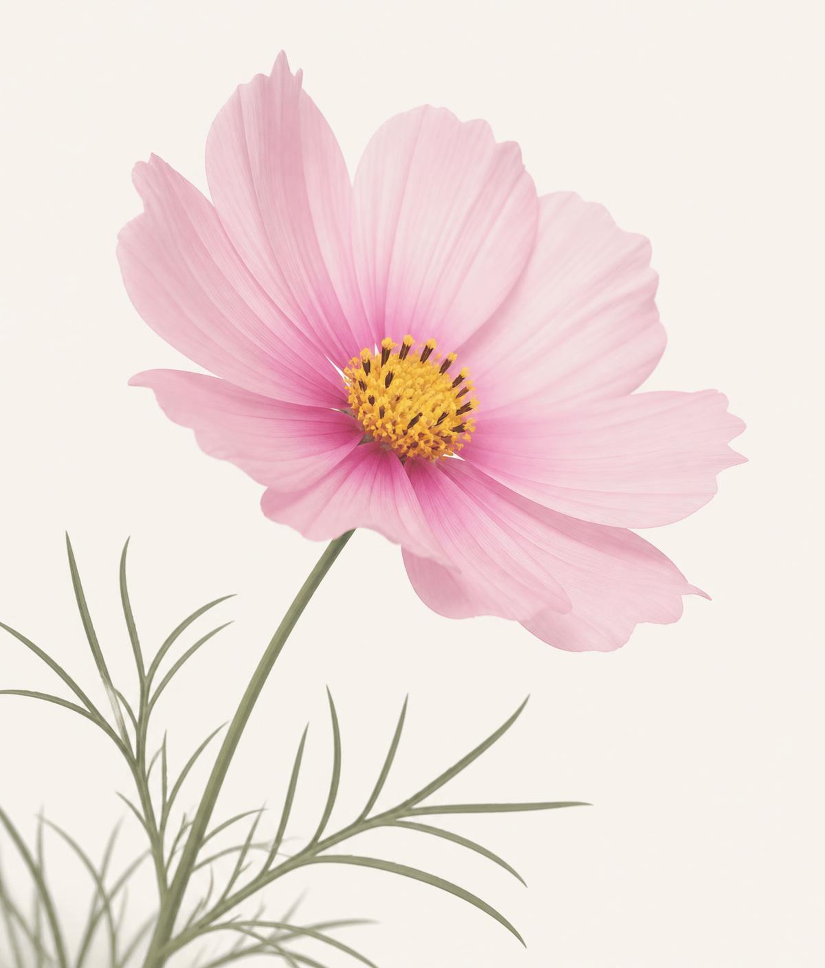 Flor cosmos rosa em fundo claro